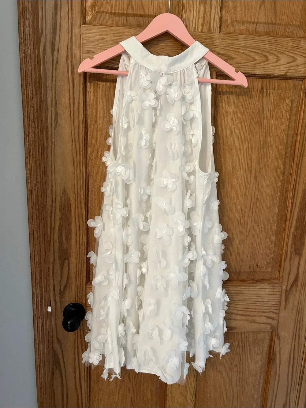 TCEC White Floral Appliqué Halter Dress for Girls - Picture 1 of 5